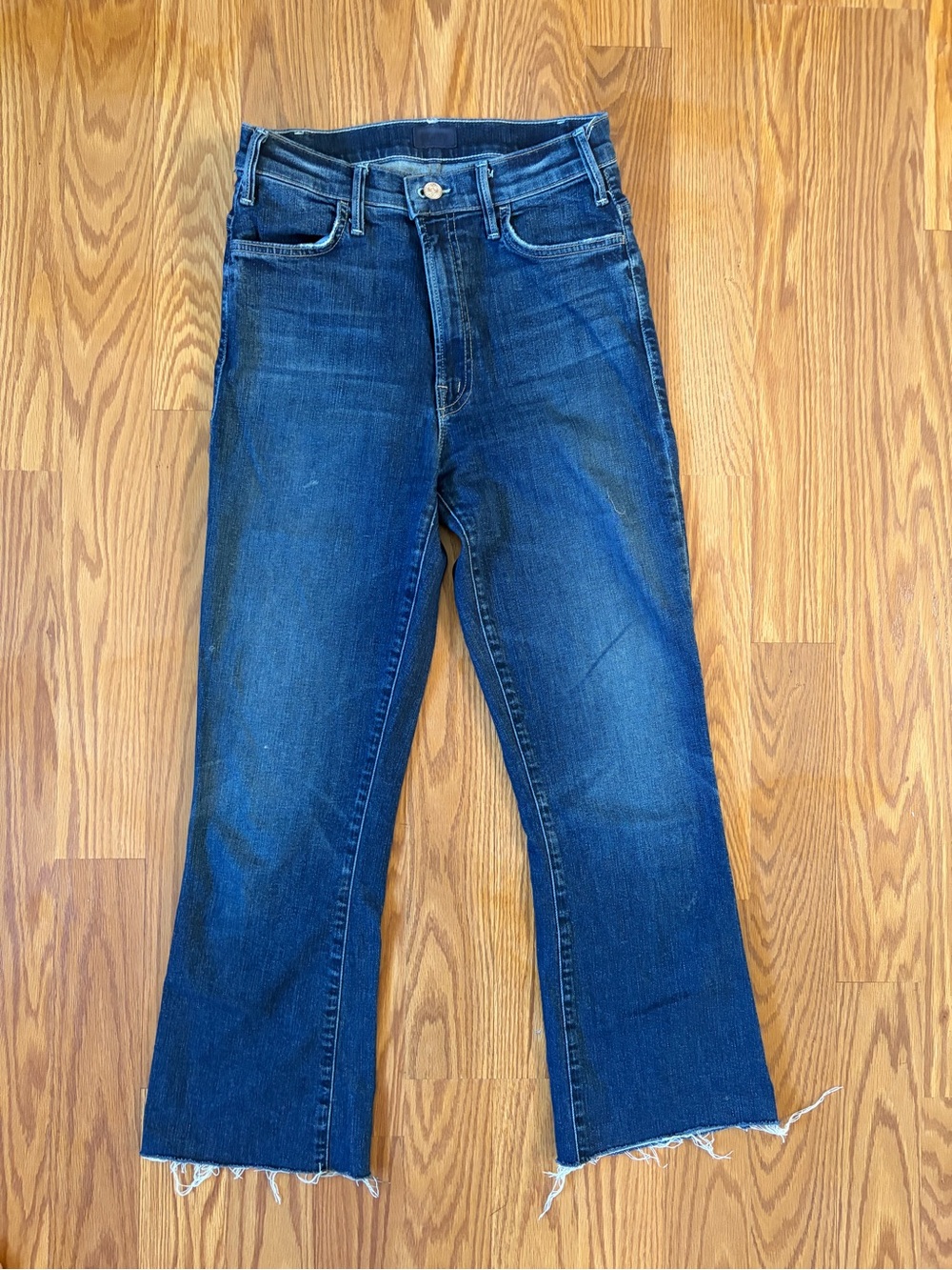 MOTHER Dark Blue Flare Crop Jeans